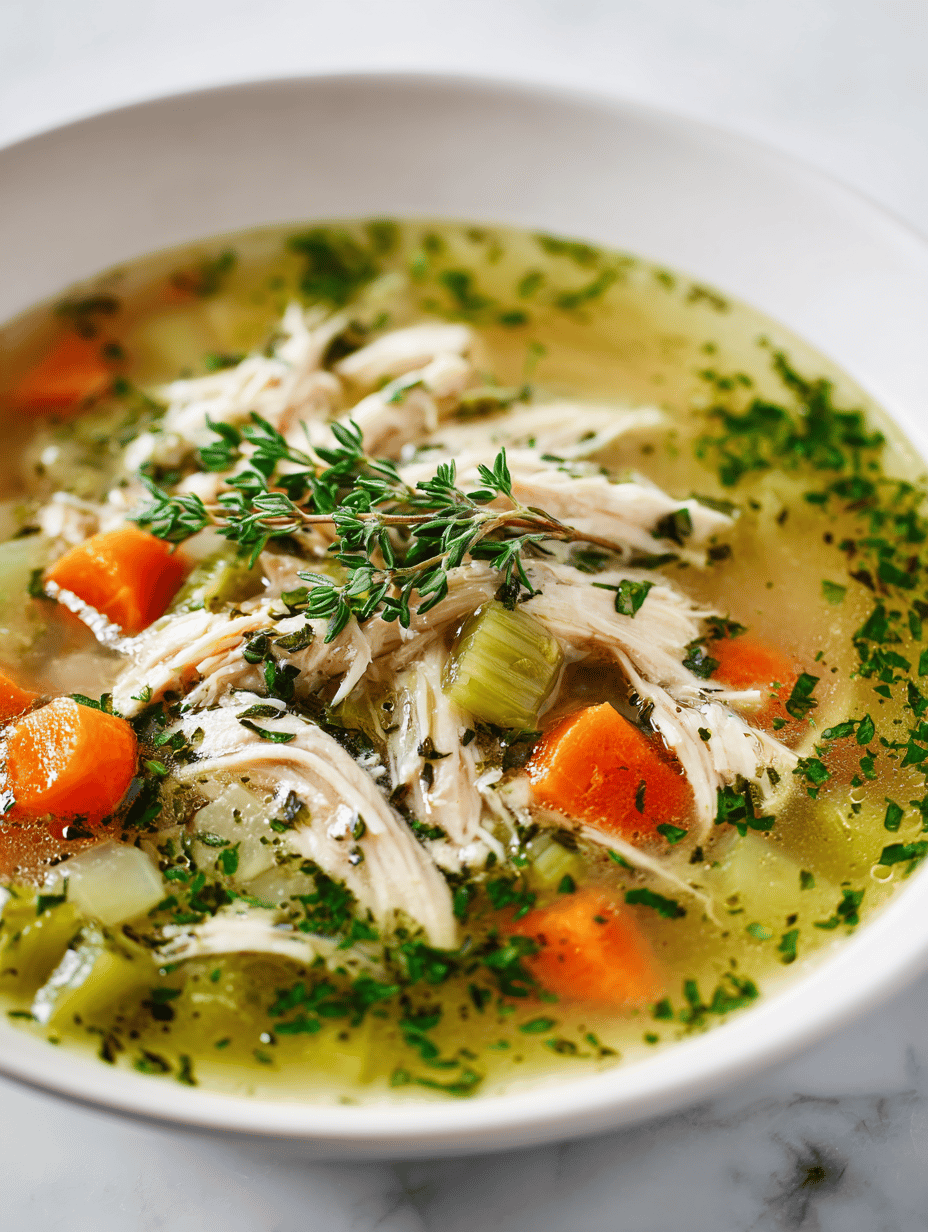 A Gentle Spin on Healthy Chicken Soup: Herb-Infused Comfort in Every Bowl
